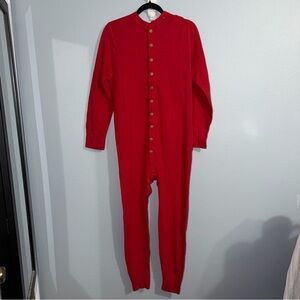 Duofold Union Suit Mens Medium Red Two Layer Thermal Long Johns Drop Seat